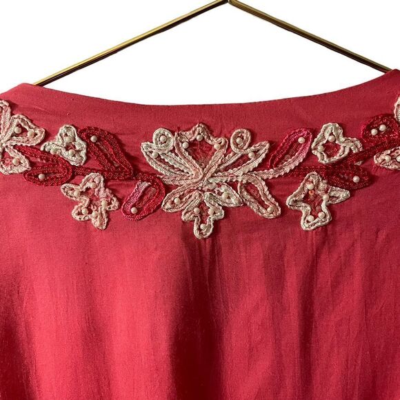 Soft Surrounding Floral Crush Beaded Embroidered Boho Tunic Embellished Top NWT - Picture 9 of 14